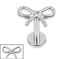 Titanium 1.2mm  Internally Threaded Labrets - Ribbon Bow