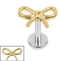 Titanium 1.2mm  Internally Threaded Labrets - Ribbon Bow