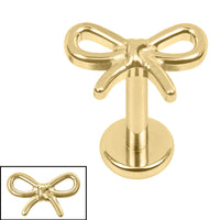 Titanium 1.2mm  Internally Threaded Labrets - Ribbon Bow