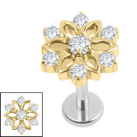Titanium Internally Threaded Labrets 1.2mm - Jewelled Kaleidoscope