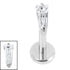 Titanium Internally Threaded Labrets 1.2mm - Titanium Jewelled Tapered Baguette