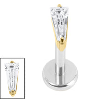 Titanium Internally Threaded Labrets 1.2mm - Titanium Jewelled Tapered Baguette