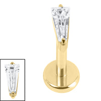 Titanium Internally Threaded Labrets 1.2mm - Titanium Jewelled Tapered Baguette