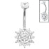 Belly Bar - Titanium Internal Double Jewelled Marquise Sunflower
