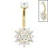 Belly Bar - Titanium Internal Double Jewelled Marquise Sunflower