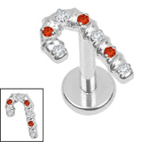 Titanium Internally Threaded Labrets 1.2mm - Titanium Candy Cane