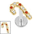 Titanium Internally Threaded Labrets 1.2mm - Titanium Candy Cane