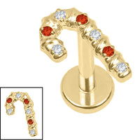 Titanium Internally Threaded Labrets 1.2mm - Titanium Candy Cane