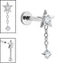 Titanium Internally Threaded Labrets 1.2mm - Titanium Jewelled Reul Chain Drop