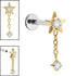 Titanium Internally Threaded Labrets 1.2mm - Titanium Jewelled Reul Chain Drop