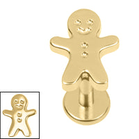 Titanium Internally Threaded Labrets 1.2mm - Titanium Gingerbread Man