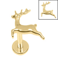 Titanium Internally Threaded Labrets 1.2mm - Titanium Prancer Reindeer