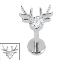 Titanium Internally Threaded Labrets 1.2mm - Jewelled Stag
