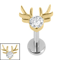 Titanium Internally Threaded Labrets 1.2mm - Jewelled Stag