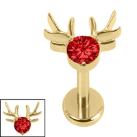 Titanium Internally Threaded Labrets 1.2mm - Jewelled Stag