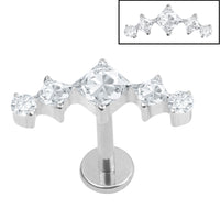 Titanium Internally Threaded Labrets 1.2mm - Jewelled Twilight Curve