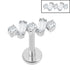 Titanium Internally Threaded Labrets 1.2mm - Jewelled Wave Baguette
