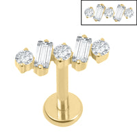 Titanium Internally Threaded Labrets 1.2mm - Jewelled Wave Baguette