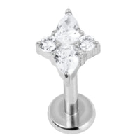 Titanium Internally Threaded Labrets 1.2mm - Titanium Claw Set Jewelled Vega Star