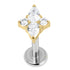 Titanium Internally Threaded Labrets 1.2mm - Titanium Claw Set Jewelled Vega Star