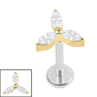 Titanium Internally Threaded Labrets 1.2mm - Titanium Jewelled Windmill