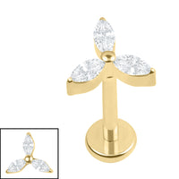 Titanium Internally Threaded Labrets 1.2mm - Titanium Jewelled Windmill