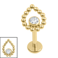 Titanium Internally Threaded Labrets 1.2mm - Titanium Jewelled Asia Dewdrop