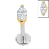 Titanium Internally Threaded Labrets 1.2mm - Titanium Single Jewelled Marquise