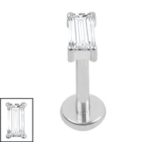 Titanium Internally Threaded Labrets 1.2mm - Titanium Jewelled Baguette