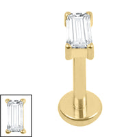 Titanium Internally Threaded Labrets 1.2mm - Titanium Jewelled Baguette