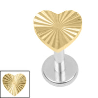 Titanium Internally Threaded Labrets 1.2mm - Titanium Luminance Heart