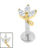 Titanium Internally Threaded Labrets 1.2mm - Titanium Marquise Iris Leaf