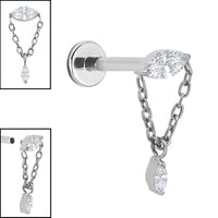 Titanium Internally Threaded Labrets 1.2mm - Jewelled Anais