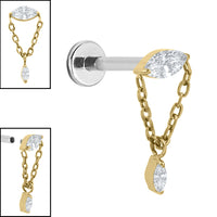 Titanium Internally Threaded Labrets 1.2mm - Jewelled Anais