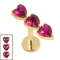 Titanium Internally Threaded Labrets 1.2mm - Titanium 3 of Hearts