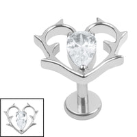 Titanium Internally Threaded Labrets 1.2mm - Titanium Briar Heart