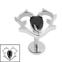Titanium Internally Threaded Labrets 1.2mm - Titanium Briar Heart