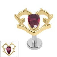 Titanium Internally Threaded Labrets 1.2mm - Titanium Briar Heart