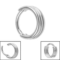 Titanium Stacked 3 Band Hinged Clicker Ring