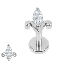 Titanium Internally Threaded Labrets 1.2mm - Titanium Jewelled Tulip