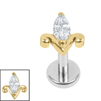 Titanium Internally Threaded Labrets 1.2mm - Titanium Jewelled Tulip