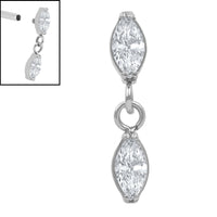 Titanium Internal Jewelled Double Marquise Gemini Drop