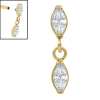 Titanium Internal Jewelled Double Marquise Gemini Drop