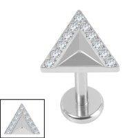 Titanium Internally Threaded Labrets 1.2mm - Titanium Jewelled Sankaku