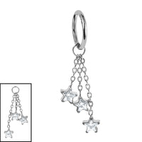 Titanium Hinged Clicker Ring with Titanium Trilogy Jewel Star Charm