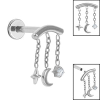 Titanium Internally Threaded Labrets 1.2mm - Titanium Starry Night