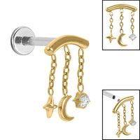 Titanium Internally Threaded Labrets 1.2mm - Titanium Starry Night