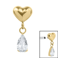 Titanium Internal Heart with Teardrop Jewel