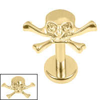 Titanium Internally Threaded Labrets 1.2mm - Titanium Jolly Roger