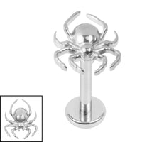 Titanium Internally Threaded Labrets 1.2mm - Titanium Wolf Spider